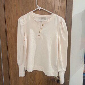 Loft Puff Sleeve Cream Sweatshirt-Size Medium Petite-New with Tags